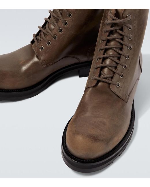 The Row Brown Distressed Leather Combat Boots for men
