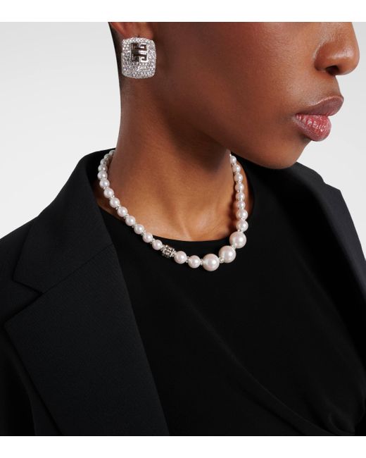 Collier a perles fantaisie et cristaux Swarovski® Givenchy en coloris White