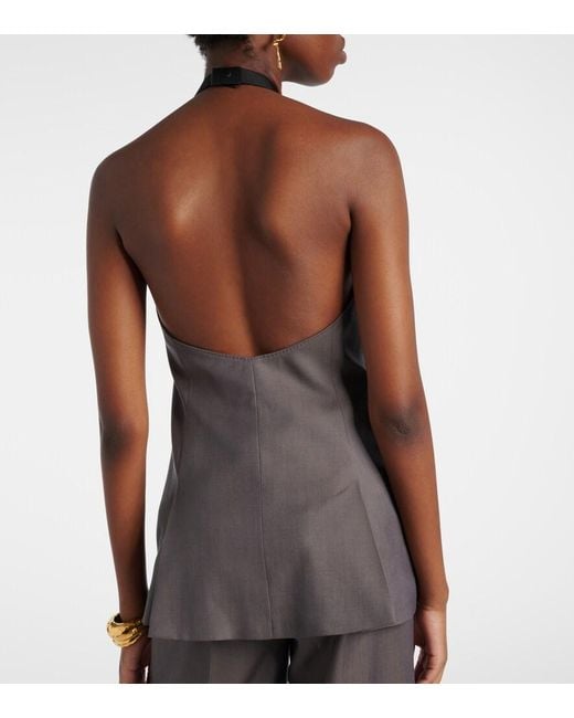Max Mara Gray Cali Halterneck Virgin Wool Vest
