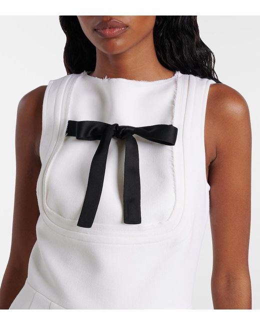 Prada White Bow-Detail Virgin Wool Minidress