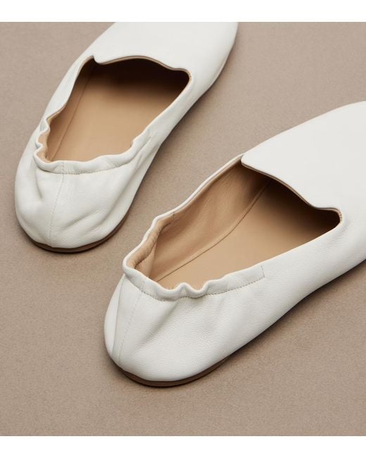 The Row White Casa Leather Slippers