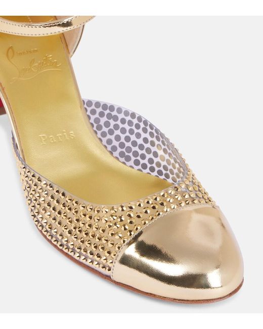 Christian Louboutin Metallic Miss Mj Strass Mirrored Leather And Pvc Pumps