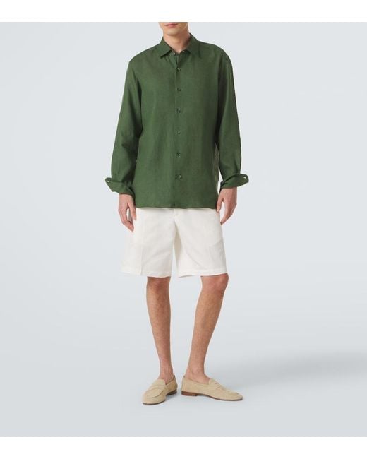 Zegna Green Linen Shirt for men