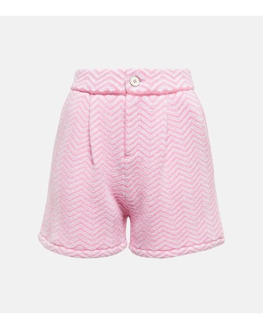 Barrie Pink Cashmere And Cotton-blend Boucle Shorts