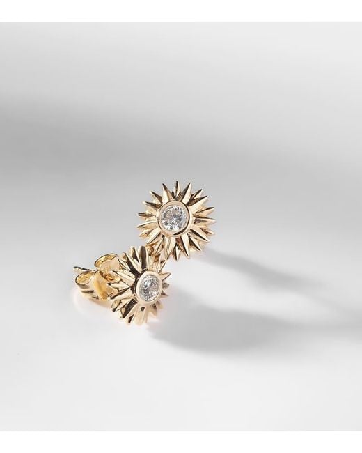 Pendientes Sunburst De Oro De 14 Ct Con Diamantes Sydney Evan de color Metallic