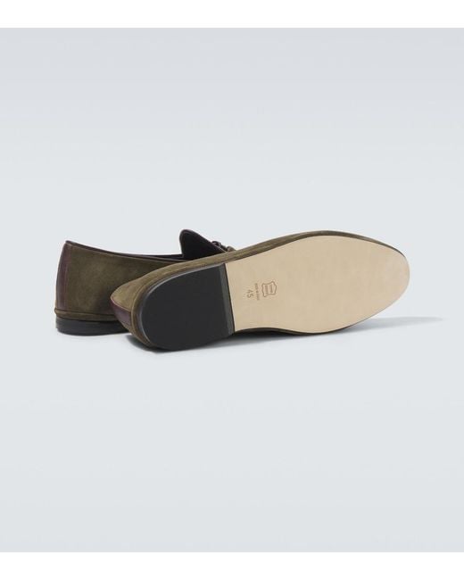 Rubinacci Green Marphy Suede Loafers for men