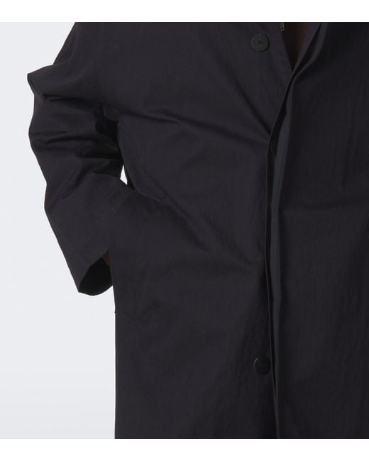 Studio Nicholson Blue Revere Leather-Trimmed Cotton-Blend Trench Coat for men