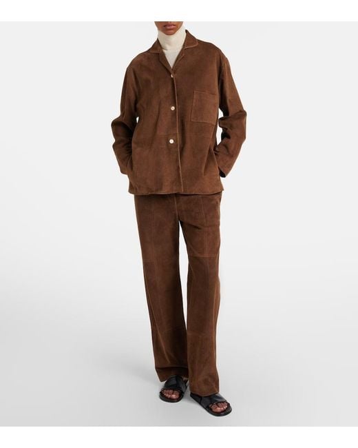 The Row Brown Janine Suede Shirt