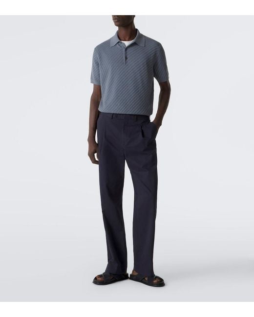 Brioni Blue Leather-Trimmed Suede Sandals for men