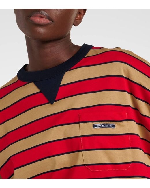 Prada Red Longsleeve Aus Baumwoll-Jersey