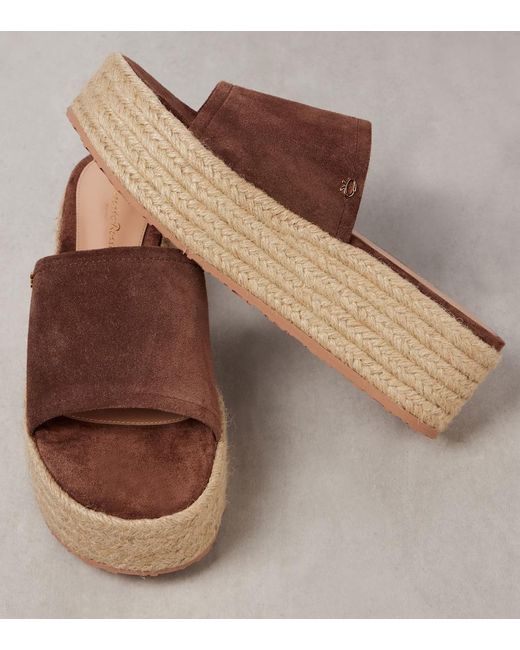 Gianvito Rossi Brown Suede Platform Espadrille Slides