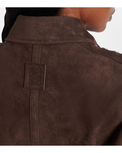 Loewe Brown Studded Suede Bomber Jacket
