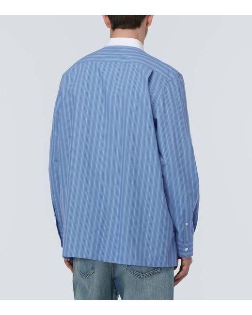 Camicia in popeline di cotone a righe di Loewe in Blue da Uomo