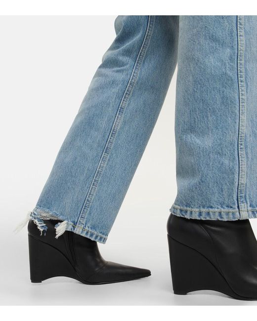Re/done Blue Mid-rise Straight-leg Jeans