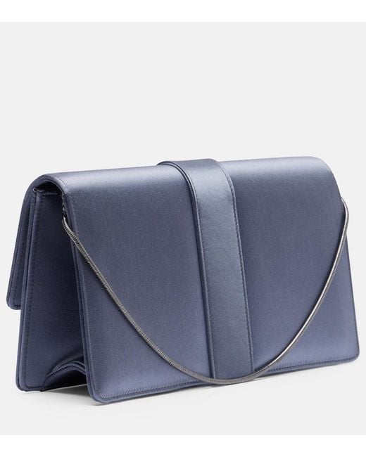 Manolo Blahnik Blue Capri Embellished Satin Clutch