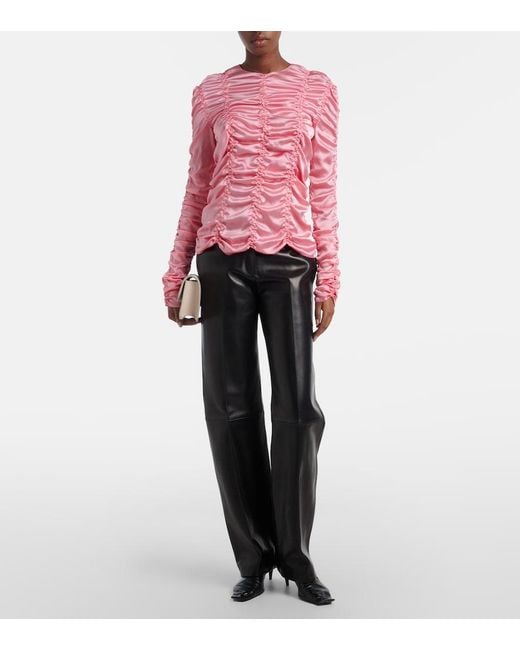 Khaite Pink Rory Ruched Silk Charmeuse Top
