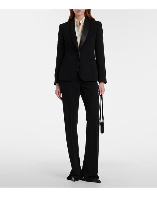 Max Mara Blue Ecrine Cady Flared Pants
