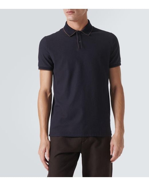 Loro Piana Blue Brentwood Cotton-Blend Pique Polo Shirt for men