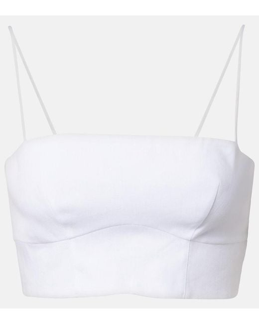 Gabriela Hearst White Blazie Linen Crop Top