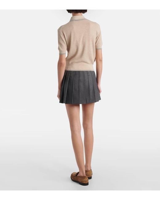 Miu Miu Natural Cotton-Blend Polo Sweater