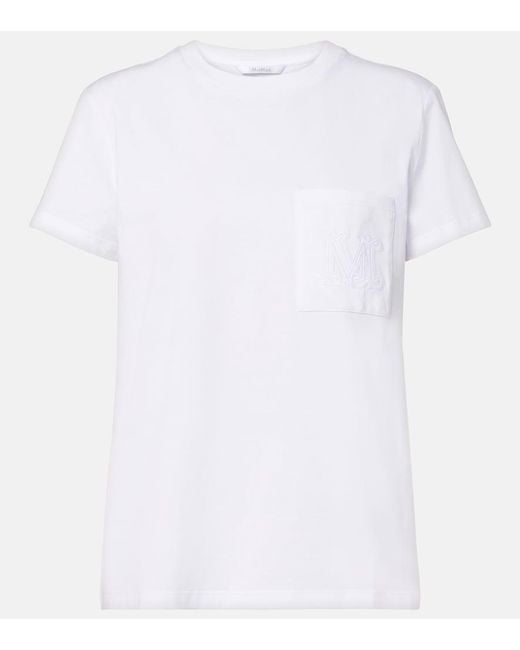 Max Mara White Monogram Cotton Jersey T-Shirt