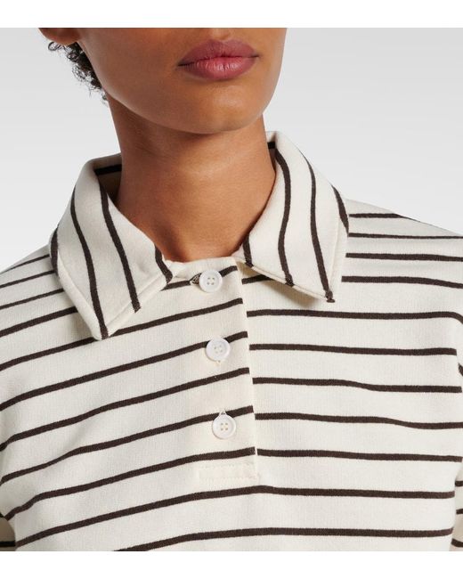 J.W. Anderson White Cropped Striped Cotton Polo Sweater