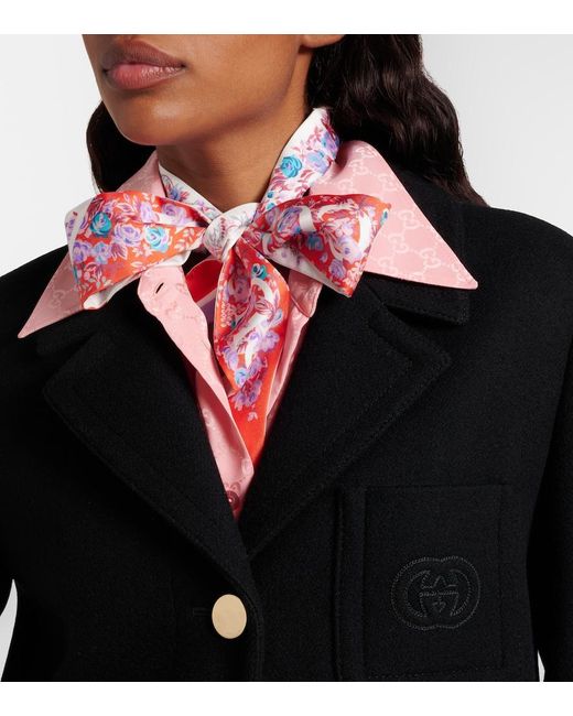 Gucci Pink Printed Silk Twill Scarf