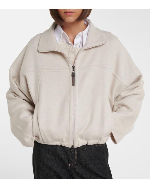Brunello Cucinelli White Monili Virgin Wool Jacket