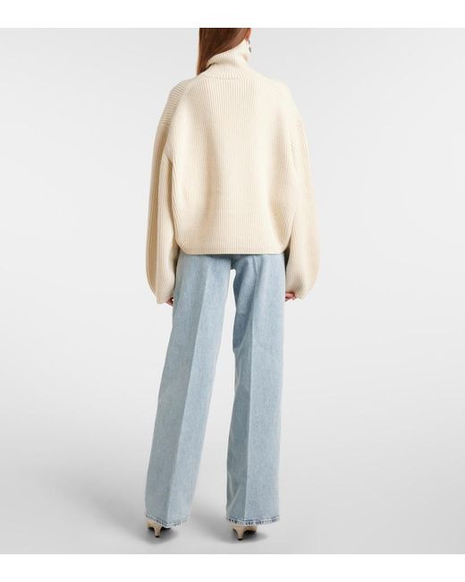 Totême  Natural Wool Blend Ribbed Knit Jersey