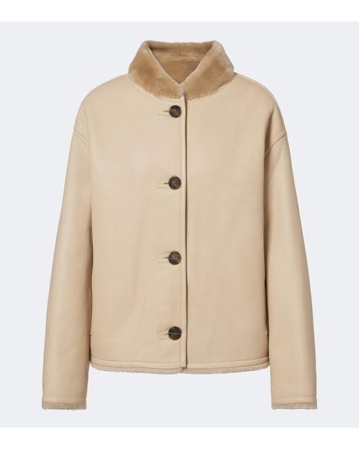 Yves Salomon Natural Reversible Shearling-Trimmed Leather Jacket