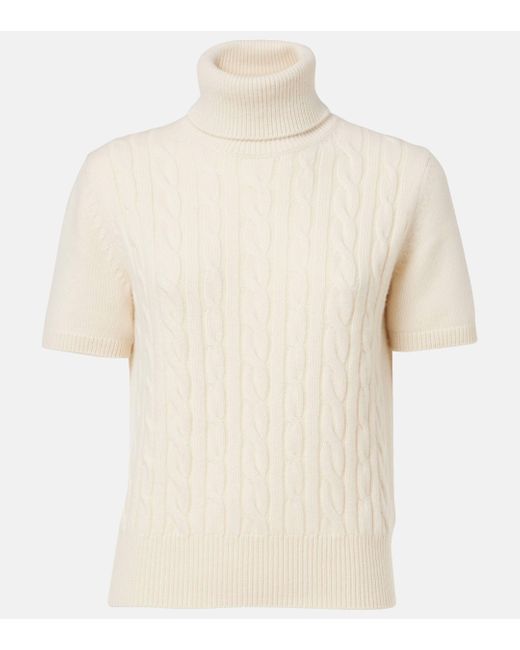 Loro Piana White Jubilee Cable-knit Turtleneck Top