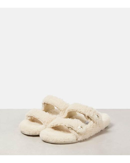 Jimmy Choo Natural Fayence Shearling Sandals