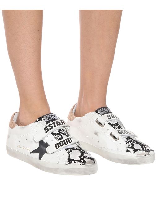 golden goose white leopard pony old school sneakers