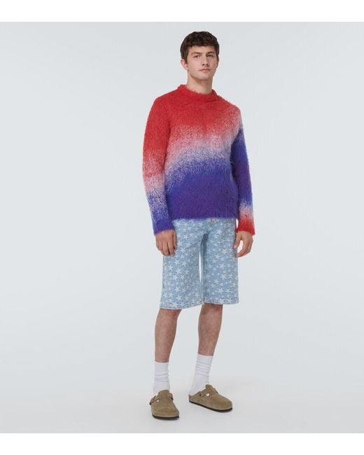 ERL Blue Jacquard Cotton Denim Shorts for men