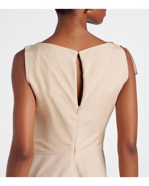 Victoria Beckham Natural Deconstructed Gathered Midi Dress