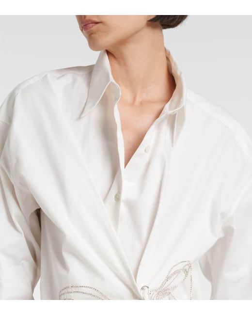 Dries Van Noten White Hemd Aus Baumwolle Mit Kristallen