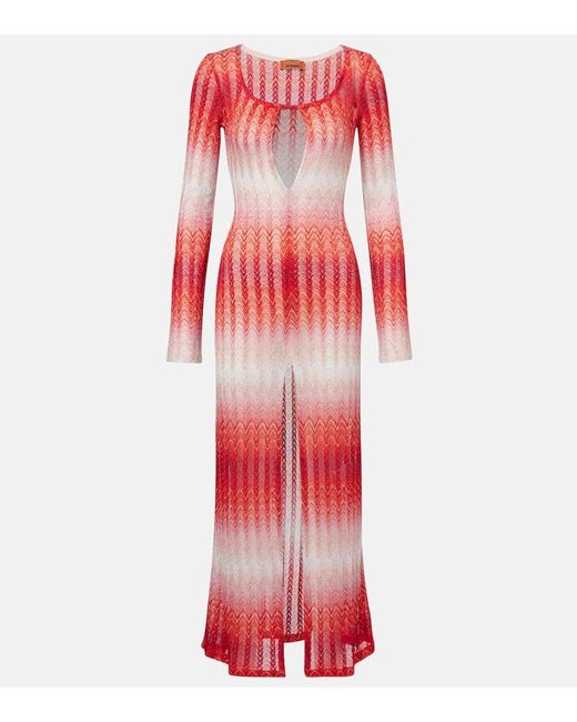Missoni Red Zig Zag Lame Beach Cover-Up