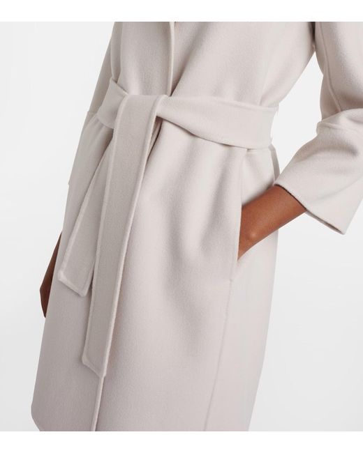 Max Mara Natural Arona Virgin Wool Wrap Coat