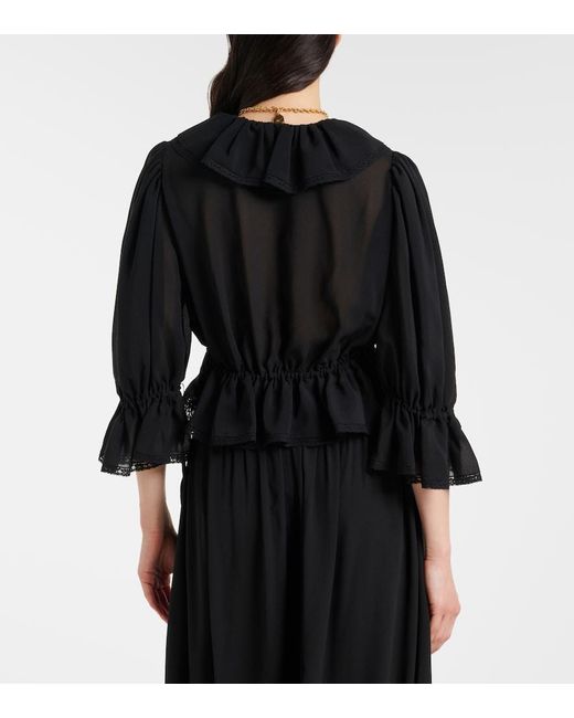 Chloé Black Ruffled Silk Blouse