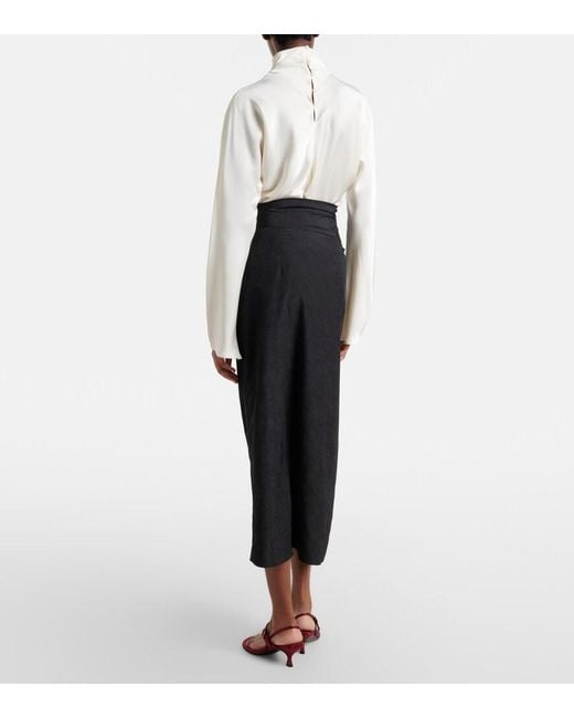 Rohe Black Gathered Midi Skirt