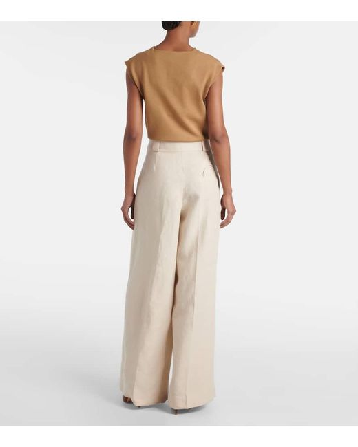 Blazé Milano Natural Weite High-Rise-Hose Husi Aus Leinen