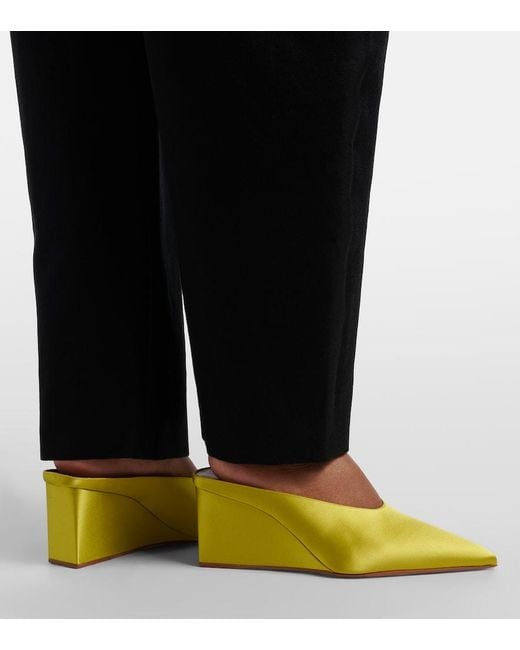 Alaïa Yellow Cube Satin Wedge Mules