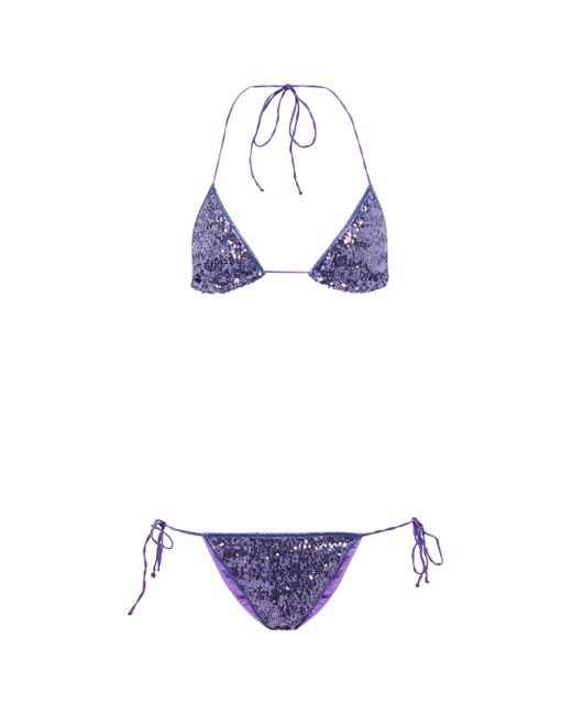 Oséree Sequin Embellished Triangle Bikini In Blue Lyst Canada 8332