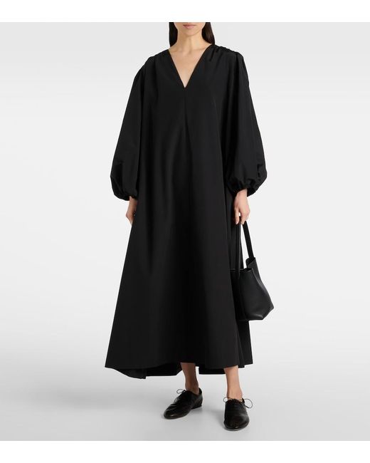 The Row Black Beauvoir Silk And Wool Maxi Dress