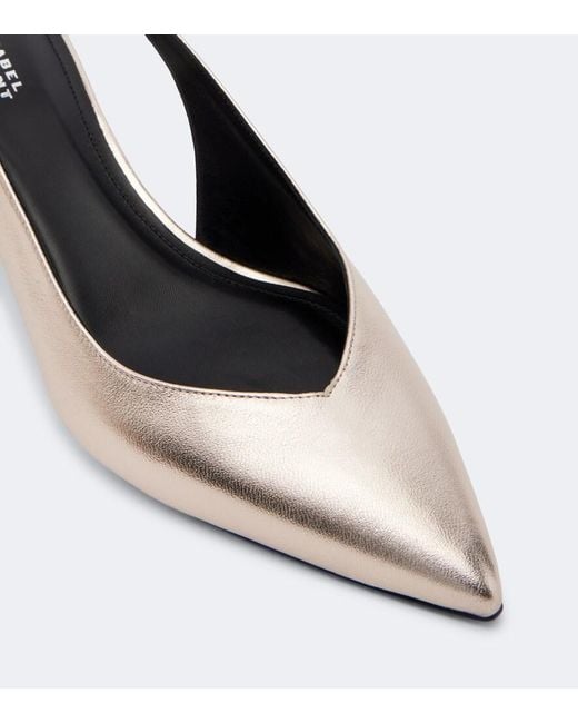 Isabel Marant Natural Padim Metallic Leather Slingback Pumps