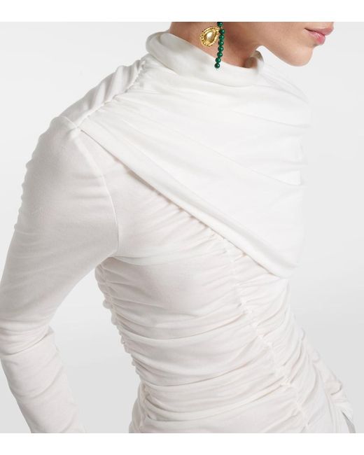 Magda Butrym White Draped Cotton Blouse