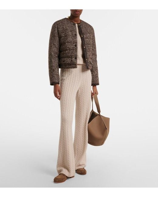 Agnona Brown Cropped Wool-Blend Puffer Jacket