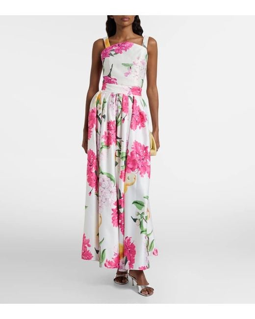 LEO LIN White Reinette Floral Maxi Skirt