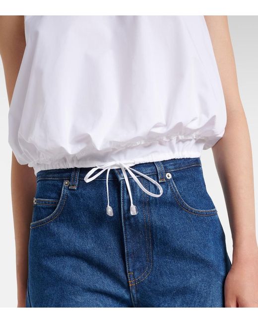 Loewe White Paula's Ibiza Cotton Poplin Crop Top