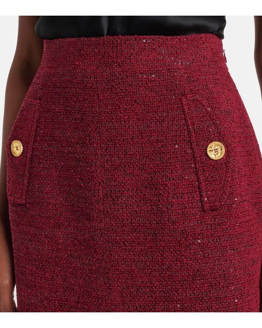 Falda Tubo De Tweed Con Lentejuelas Alessandra Rich de color Red